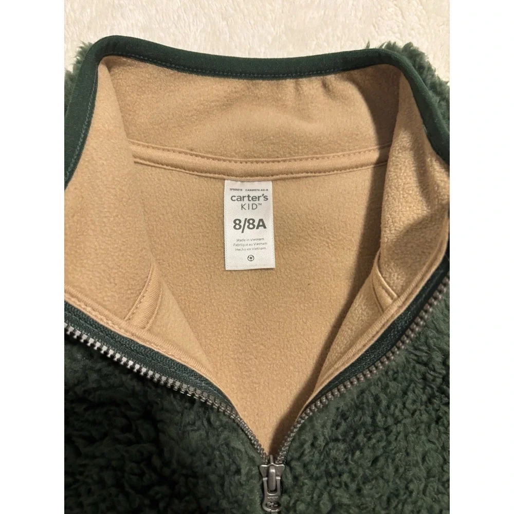 TWO‎ Carters Blue & Green Quarter Zip Sherpa Pullover Long Sleeve Sz 8 NWT